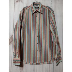 Mondo di Marco Shirt Mens XL Multicolor Striped Button Up Long Sleeve Cotton